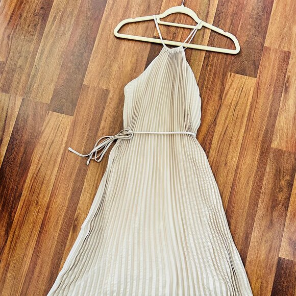 NWT!! Banana Republic Halter Pleated Maxi Dress- XS Oyster Pearl Color - Picture 5 of 11